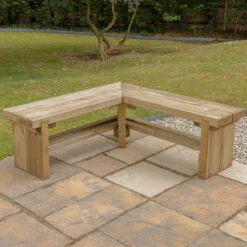 Forest Garden Double Corner Sleeper Bench 1.2m