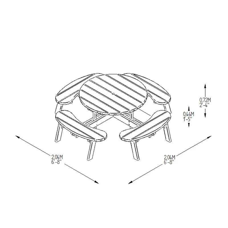 Forest Garden Circular Picnic Table - Image 11