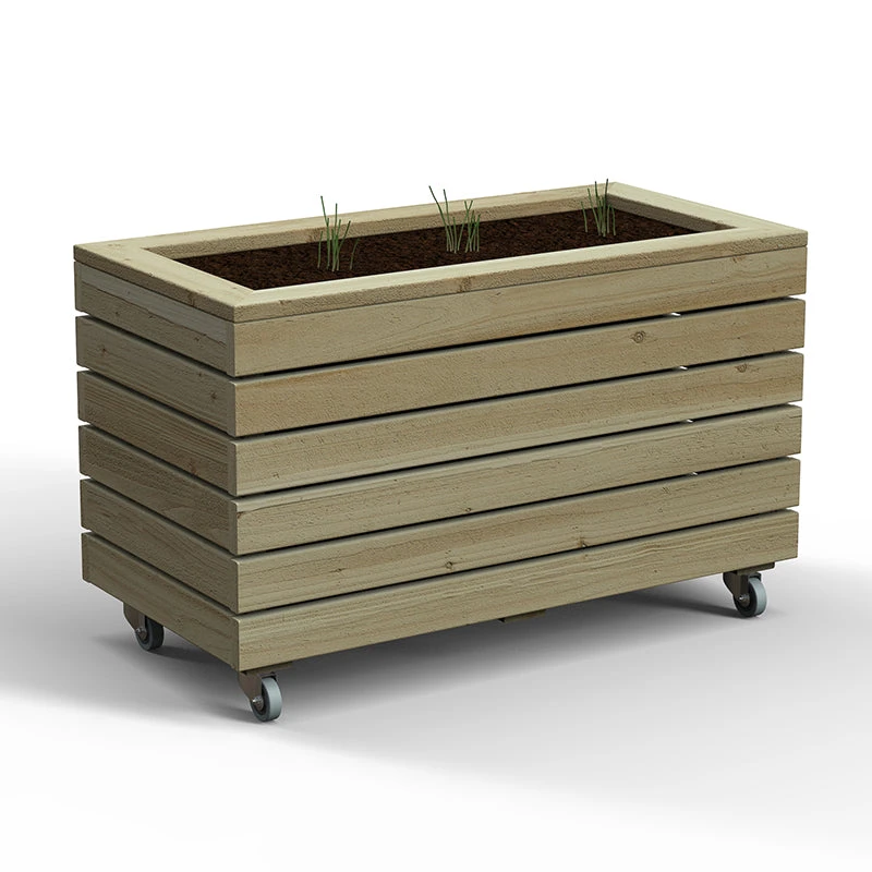Forest Garden Linear Double Planter With Wheels - Image 2